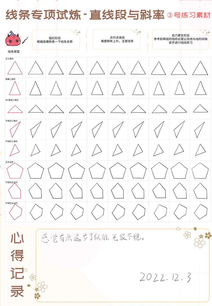 2022-12-03 (Day12, 素材3): 感觉有点退步了似的，笔很不稳。