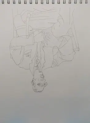 Portrait of Igor Stravinsky but upside down